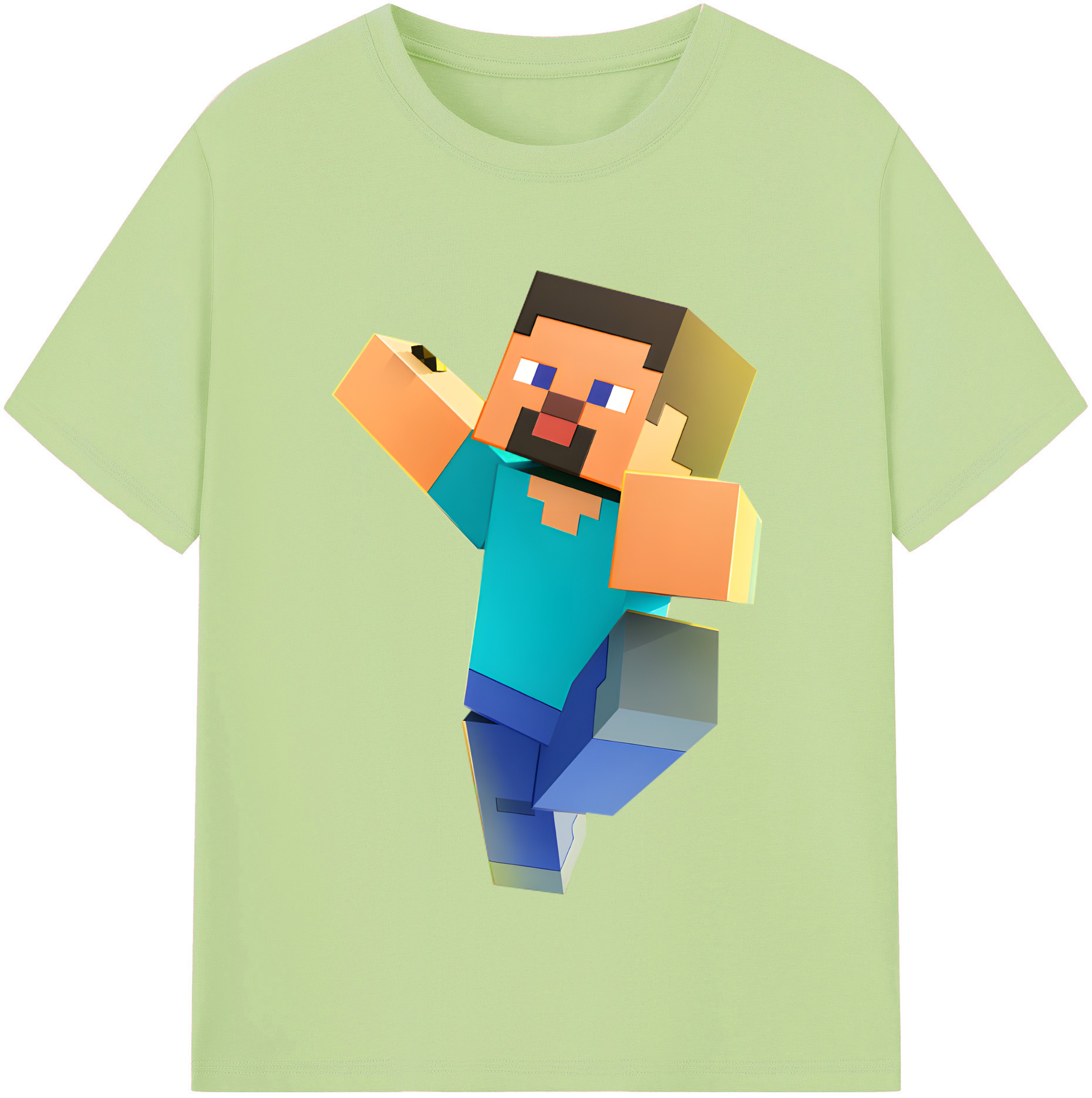 （画像用） マインクラフト ブロックの世界 Minecraft MC Block world 綿100％半袖Tシャツ（フロントプリント）